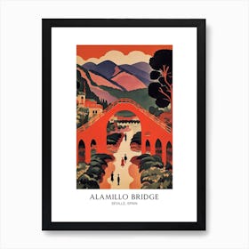 Alamillo Bridge, Seville, Spain Colourful 1 Travel Poster Art Print