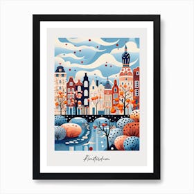 Poster Of Amsterdam, Illustration In The Style Of Pop Art 1 Art Print