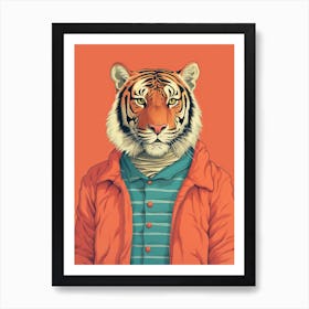 Tiger Illustrations Wearing A Polo Shirt 3 Art Print