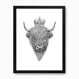 The King Highland Bull Art Print