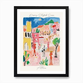 Poster Of Athens, Dreamy Storybook Illustration 4 Art Print