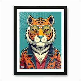 Vintage Tiger with sunglass Art Print