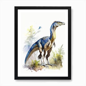 Velociraptor Mongoliensis Watercolour Dinosaur Art Print