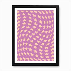 Peach and Purple Wavy Warped Stars Art Print