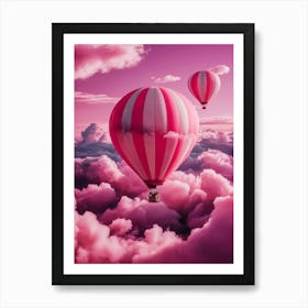 Pink Hot Air Balloons In The Sky Poster