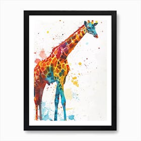 Giraffe Colourful Watercolour 4 Art Print