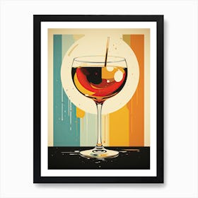 Cocktail In A Glass, Mid century Art Print