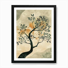 Banyan Tree Minimal Japandi Illustration 2 Art Print