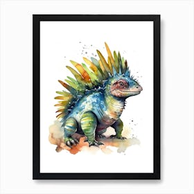 Dimetrodon Cute Dinosaur Watercolour 4 Art Print