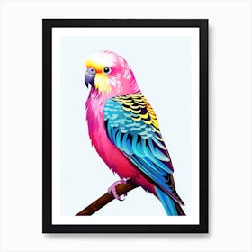 Colourful Geometric Bird Budgerigar 1 Art Print