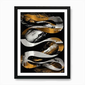 Gold And Black Swirls 3 Art Print