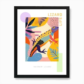 Colourful Rainbow Lizard Modern Abstract Illustration 1 Poster Art Print