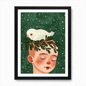 Dove On Head 1 Art Print