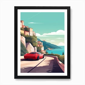 A Nissan Z In Amalfi Coast, Italy, Car Illustration 2 Art Print
