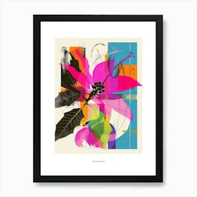 Poinsettia 3 Neon Flower Collage Poster Art Print