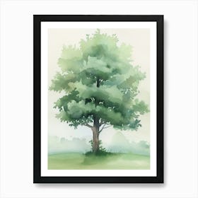 Boxwood Tree Atmospheric Watercolour Painting 1 Art Print