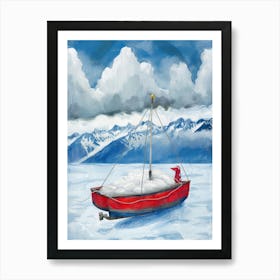 Santa'S Boat Art Print