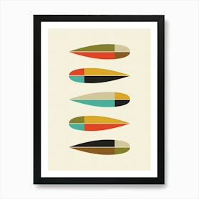 Mid Century Modern Abstract Leaves Art Print