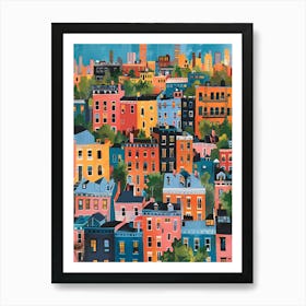 Stapleton New York Colourful Silkscreen Illustration 2 Art Print