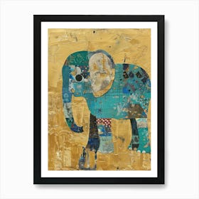 Baby Elephant Gold Effect Collage 3 Art Print