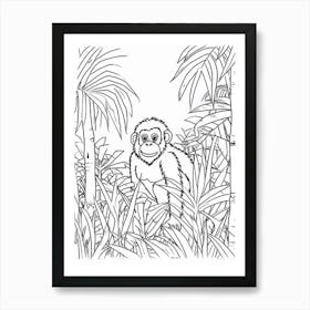 Line Art Jungle Animal Chimpanzee 1 Art Print