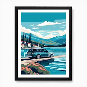 A Range Rover Car In The Lake Como Italy Illustration 4 Art Print