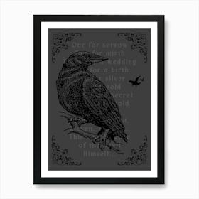 One for Sorrow Gothic Crow Art Print