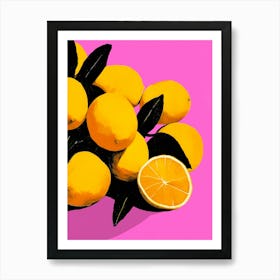 Fresh Lemons (Pink) Art Print