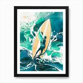 Surfer Watercolor Painting 1 Art Print