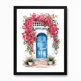 Athens, Greece   Mediterranean Doors Watercolour Painting 1 Art Print