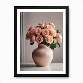 A Vase Of Pink Roses 47 Art Print