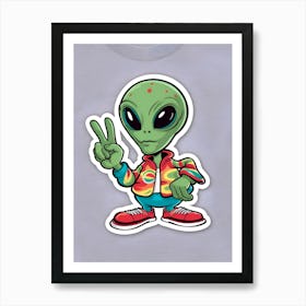 Alien Peace Sign 1 Art Print