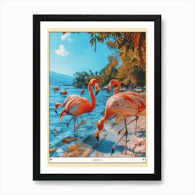 Greater Flamingo Greece Tropical Illustration 1 Poster Art Print
