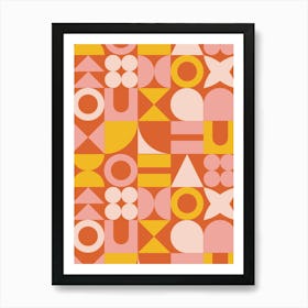 Golden Hour Mid Century Retro Geometric Shapes Art Print