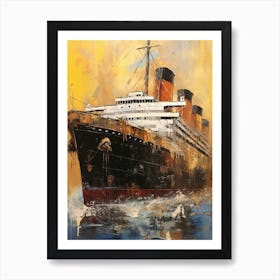 Titanic Ship Dramatic Illustration 3 Art Print