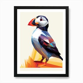 Colourful Geometric Bird Puffin 3 Art Print