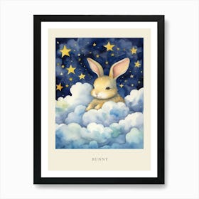 Baby Bunny 2 Sleeping In The Clouds Nursery Poster Art Print