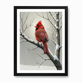 Cardinal In Snow Art Print