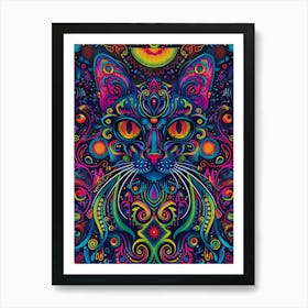 Psychedelic Cat 18 Art Print