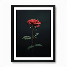 Single Red Rose 17 Art Print