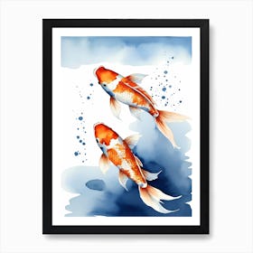 Koi Fish Watercolor Painting (11) Art Print