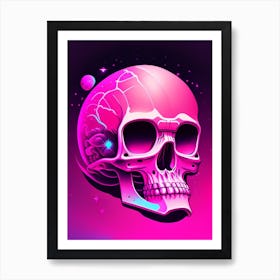 Skull With Cosmic Themes 2 Pink Pop Art Art Print