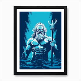 Pop Art Poseidon Blue Art Print