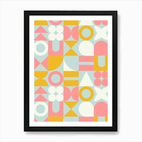 Sunrise Mid Century Retro Geometric Shapes Art Print