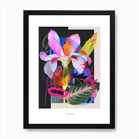 Cyclamen 4 Neon Flower Collage Poster Art Print