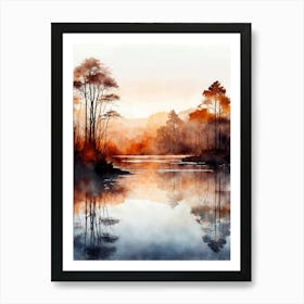 Watercolor Of Autumn Trees Art Print