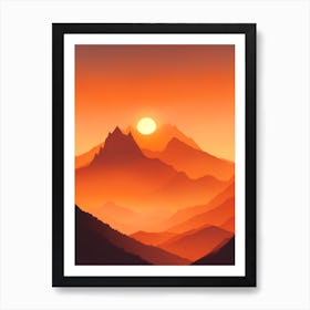 Misty Mountains Vertical Composition In Orange Tone 35 Art Print