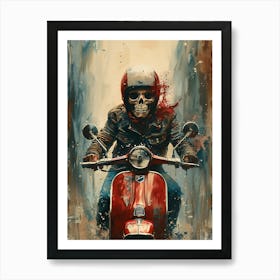 Skull On A Moped Art Print