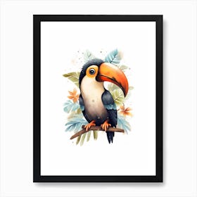 Watercolour Jungle Animal Baby Toucan 4 Art Print