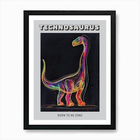 Dinosaur Neon Outlines 4 Poster Art Print
